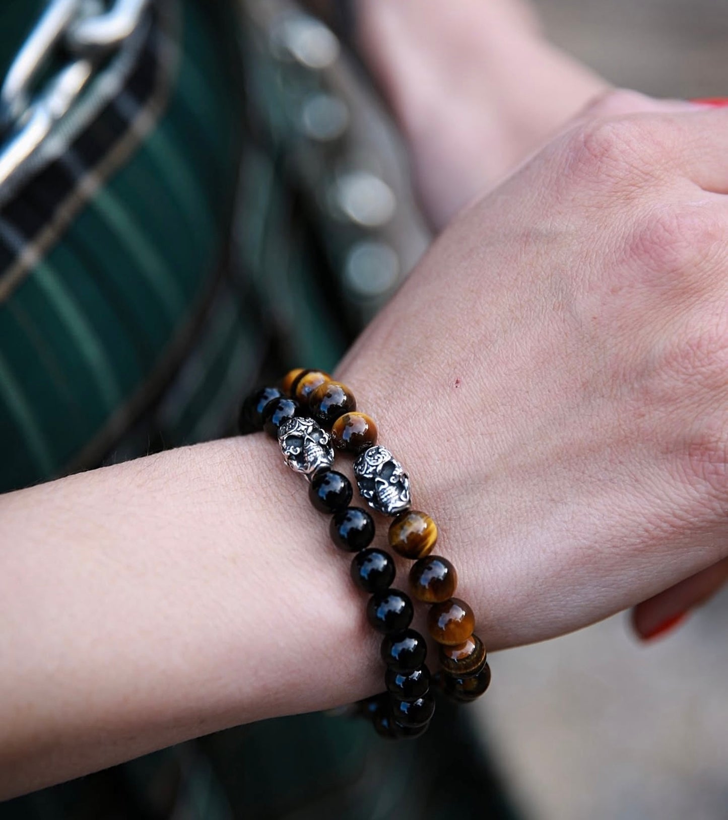 Filigree Skull Bead Bracelet